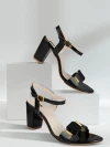 Shoetopia Womens & Girls Black Backstrap Solid Block Heels